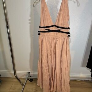 ZARA  STUDIO DUSTY PINK DERESS WITH CONTRAST  SPRING/ SUMMER GODESS DRESS